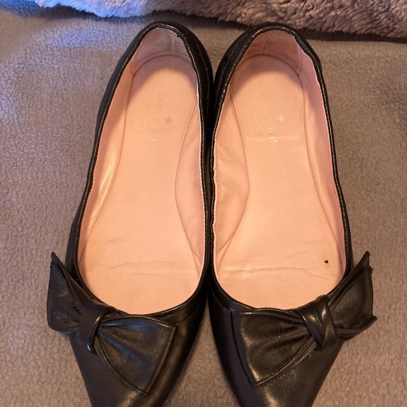 Kate Spade Black Sz 6.5M Bow Ballet Flats Shoes Slip On Comfort Suki Scrunch - Picture 5 of 13